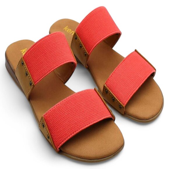 Kensie Womens Braelyn Mixed Media Slip on Flat Sandals - Picture 1 of 8